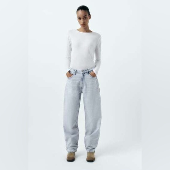 ZARA Light Blue Tailored Balloon Jeans - Picture 8 of 15
